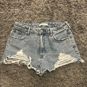 PacSun Blue Distressed High Rise Festival Jean Shorts
